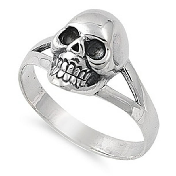 Men's Stainless Steel Skull Skeleton Silver tone Biker  Ring